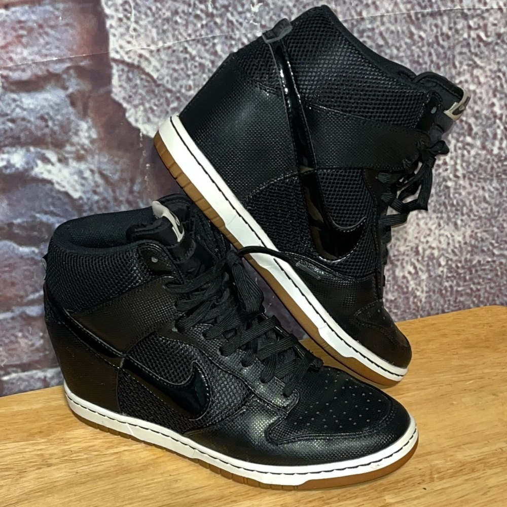 Nike Dunk Sky Hi Hidden Wedge Black Sail Mesh Sneaker Shoes #576763-001 Size 10